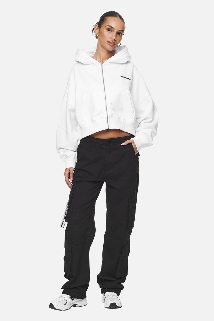 Pegador Marla Cropped Zip Hoodie White Black Gum Bis zu 55% Rabatt