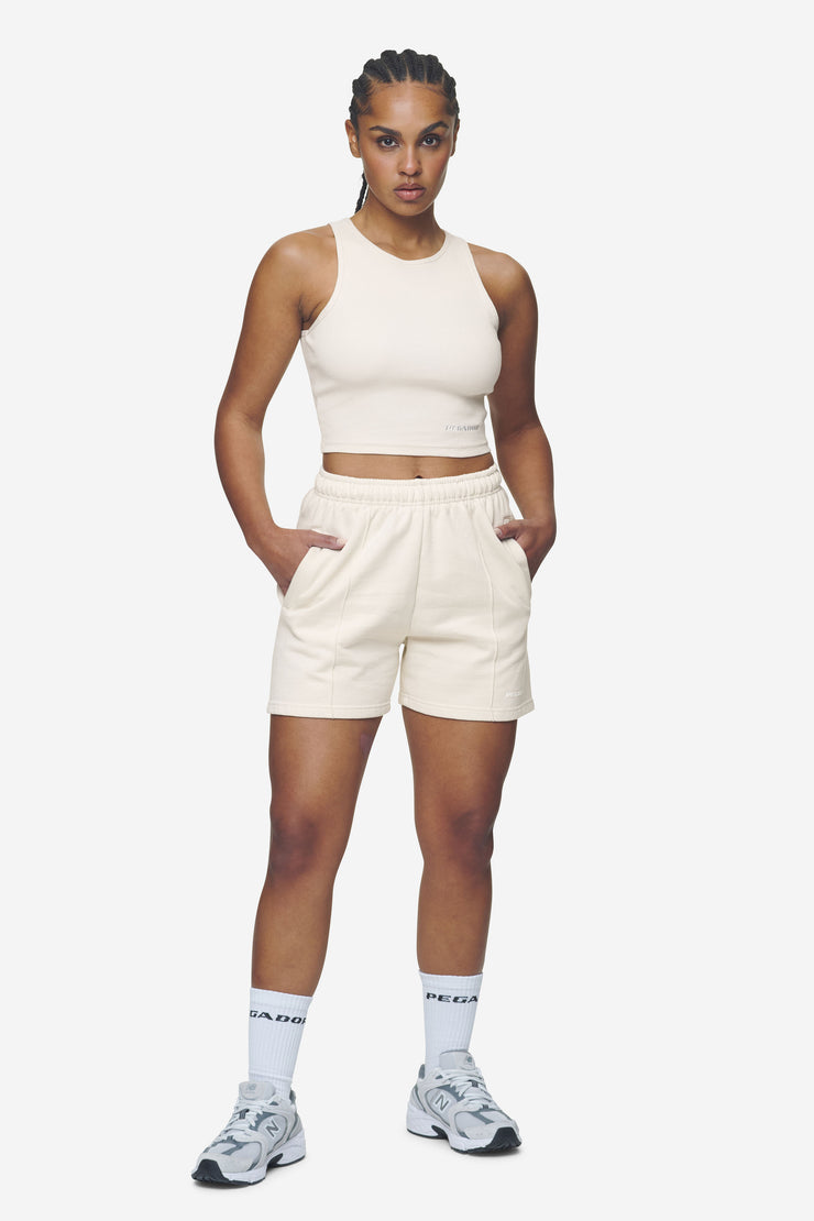 Pegador Sully High Waisted Shorts Washed Coast Sand White Gum Fabrikladen