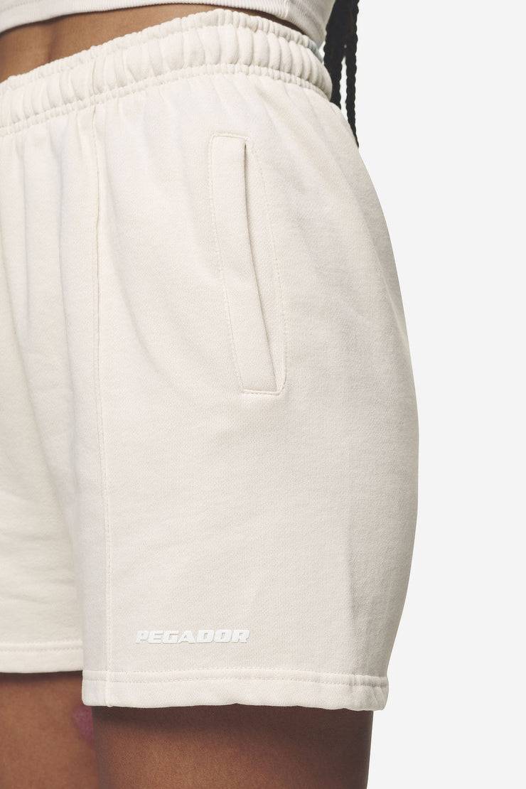 Pegador Sully High Waisted Shorts Washed Coast Sand White Gum Fabrikladen
