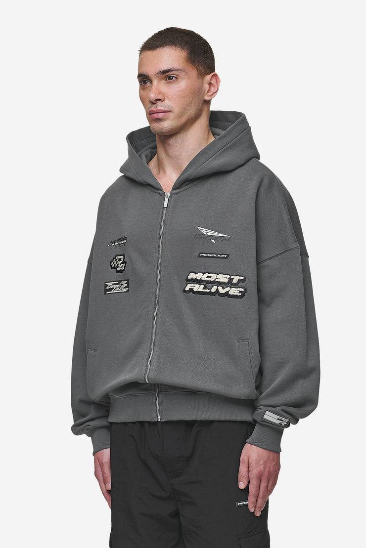 Pegador Hogan Boxy Sweat Jacket Washed Anthracite Schlussverkauf