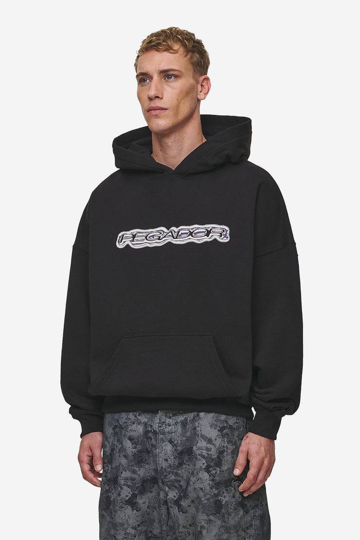 Pegador Baxter Boxy Hoodie Washed Black Kostenloser Versand