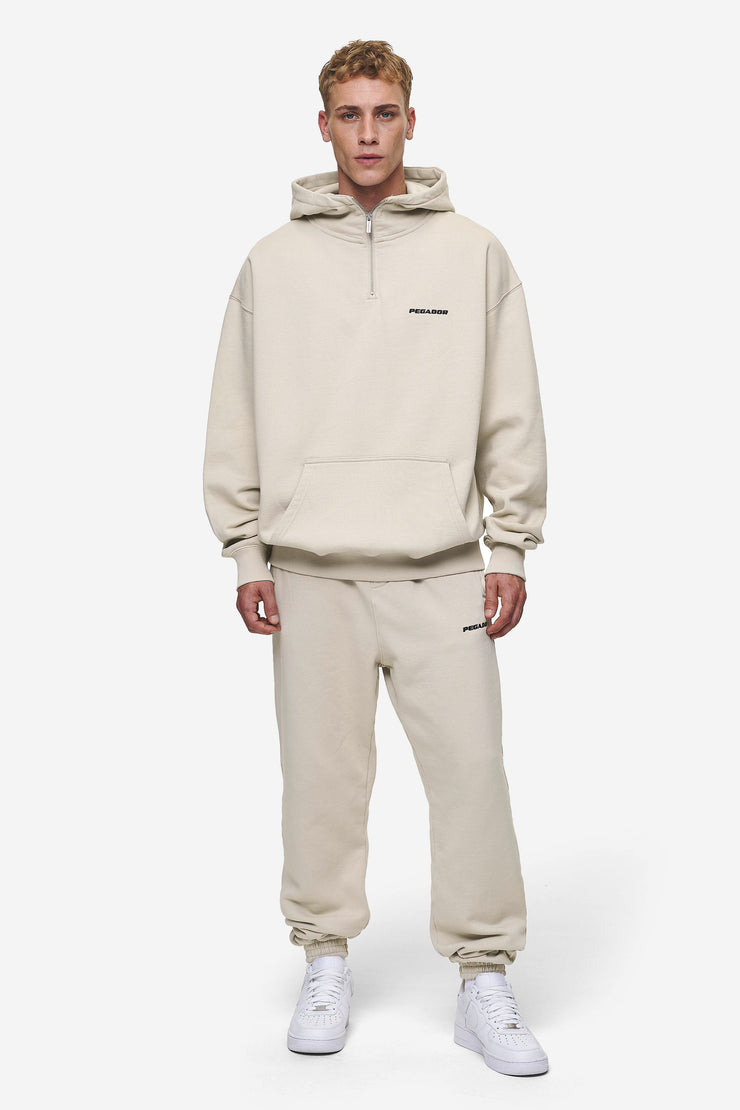 Pegador Logo Oversized Halfzip Hoodie Washed Light Beige Großer Ausverkauf