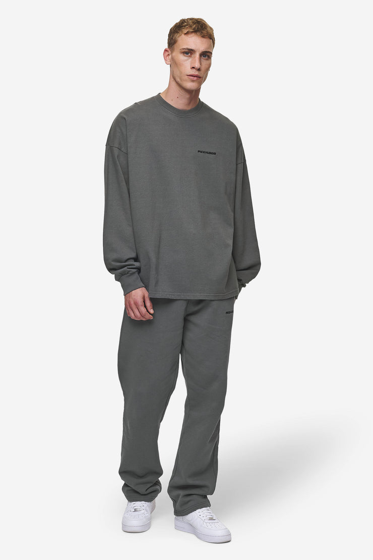 Pegador Rusk Logo Oversized Longsleeve Washed Anthracite Begrenztes Angebot