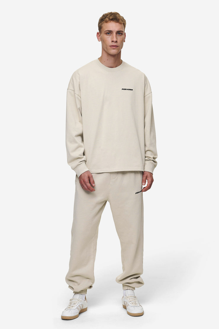 Pegador Rusk Logo Oversized Longsleeve Washed Light Beige Online Shopping