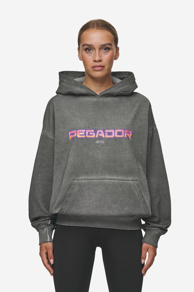 Pegador Lui Sprayed Oversized Hoodie Oil Dyed Deep Grey Große Rabatte