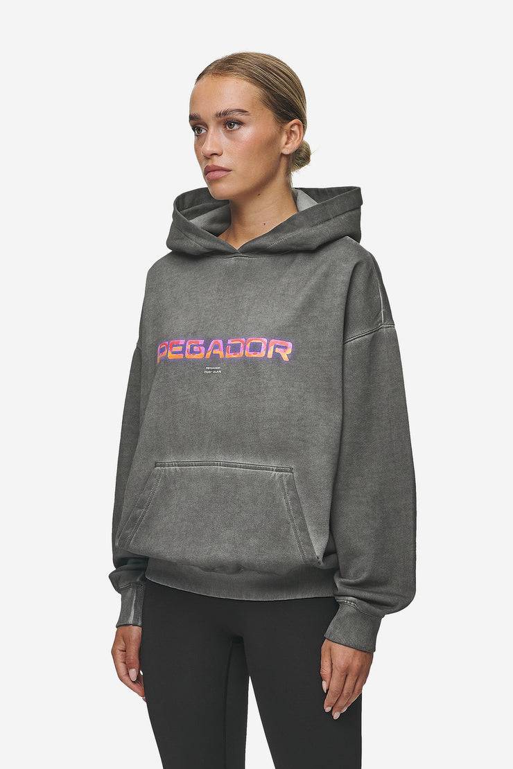 Pegador Lui Sprayed Oversized Hoodie Oil Dyed Deep Grey Große Rabatte