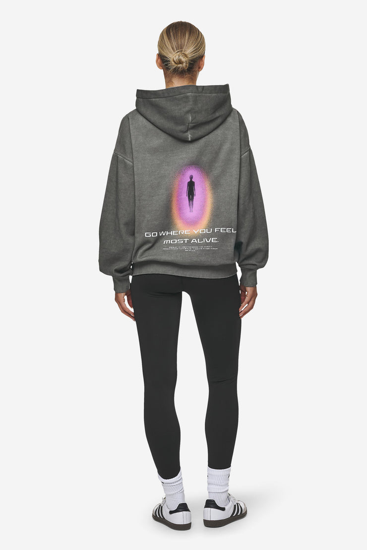 Pegador Lui Sprayed Oversized Hoodie Oil Dyed Deep Grey Große Rabatte
