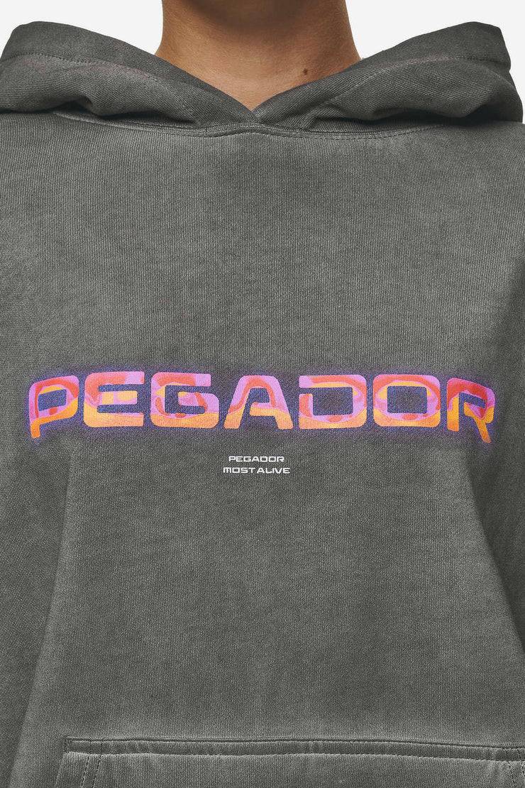 Pegador Lui Sprayed Oversized Hoodie Oil Dyed Deep Grey Große Rabatte