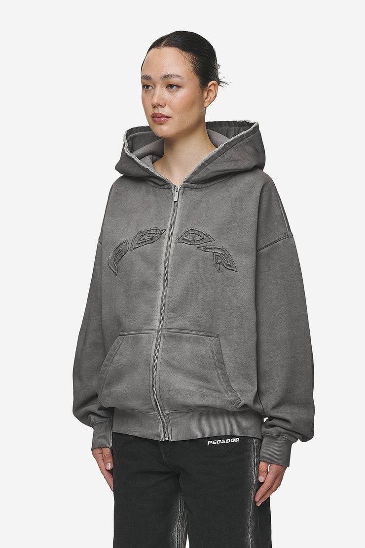 Pegador Julia Oversized Sweat Jacket Oil Dyed Deep Grey Tiefpreis