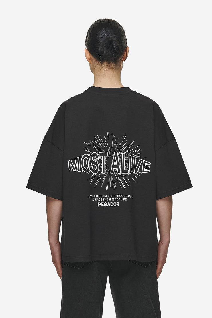 Pegador Nisa Heavy Oversized Tee Washed Black Kostenlose Rückgabe