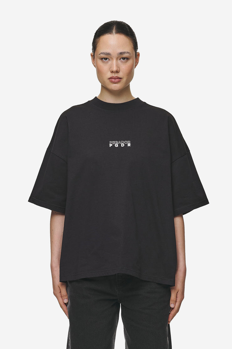 Pegador Nisa Heavy Oversized Tee Washed Black Kostenlose Rückgabe