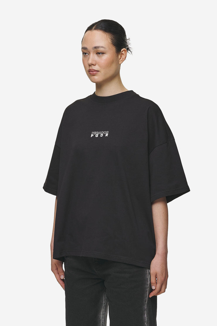 Pegador Nisa Heavy Oversized Tee Washed Black Kostenlose Rückgabe