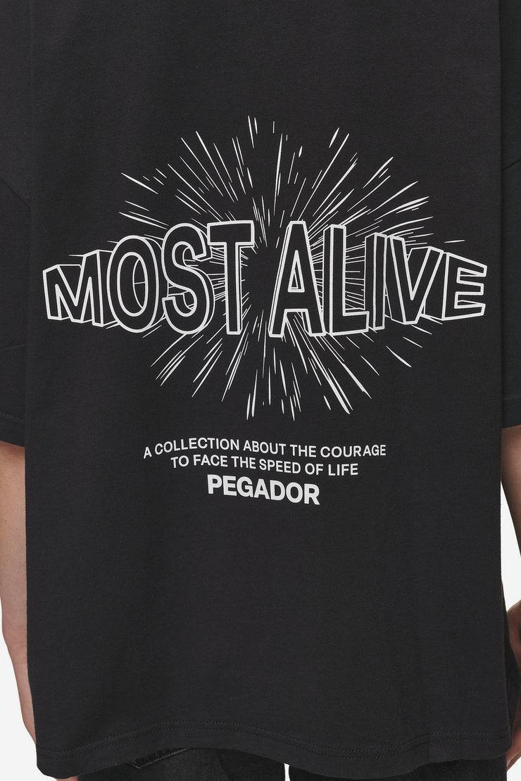 Pegador Nisa Heavy Oversized Tee Washed Black Kostenlose Rückgabe
