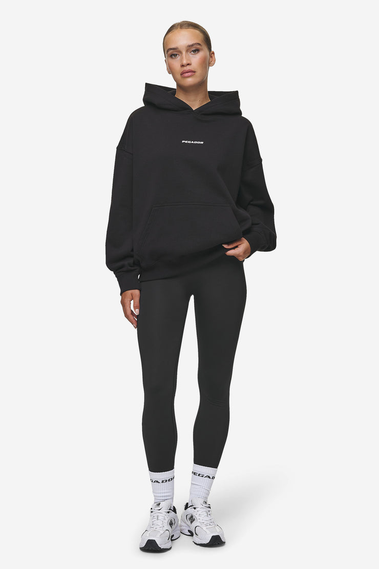 Pegador Atna Logo Oversized Hoodie Black White Super Rabatt