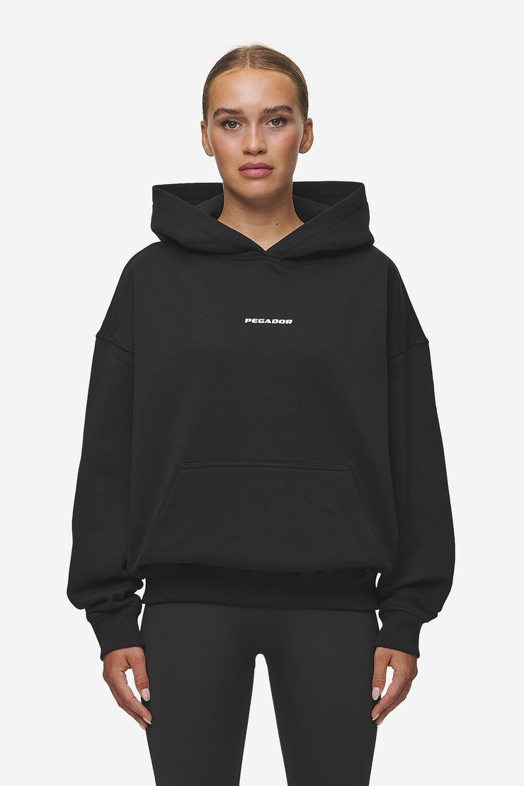 Pegador Atna Logo Oversized Hoodie Black White Super Rabatt