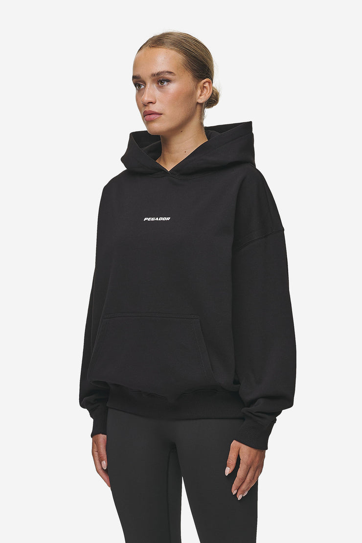 Pegador Atna Logo Oversized Hoodie Black White Super Rabatt