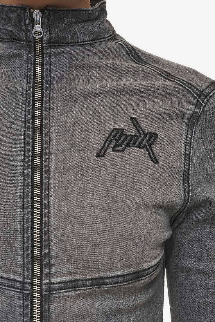 Pegador Elly Denim Biker Jacket Washed Deep Grey Rabatte dieses Monats
