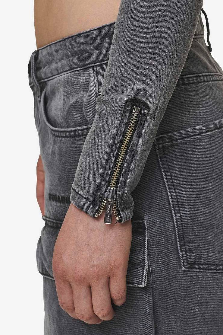 Pegador Elly Denim Biker Jacket Washed Deep Grey Rabatte dieses Monats