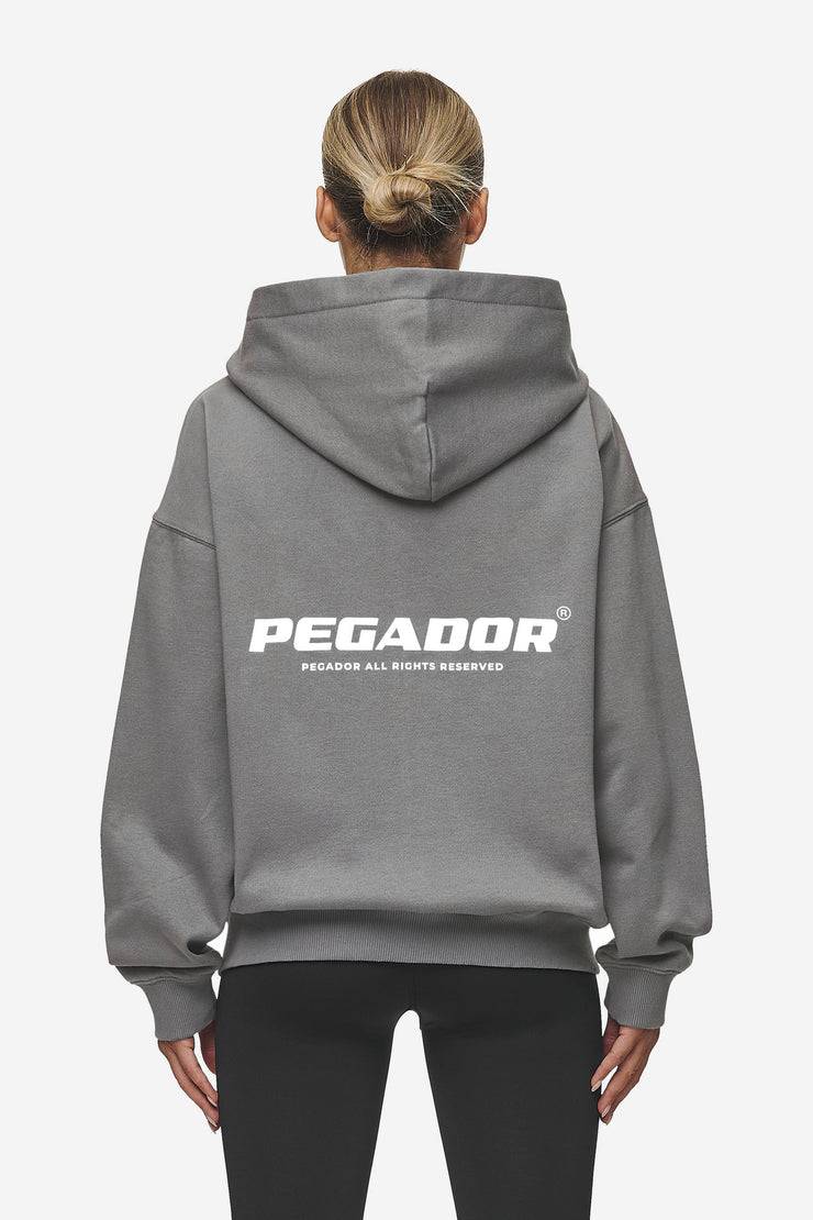 Pegador Ramira Oversized Sweat Jacket Washed Deep Grey White Fabrikverkauf