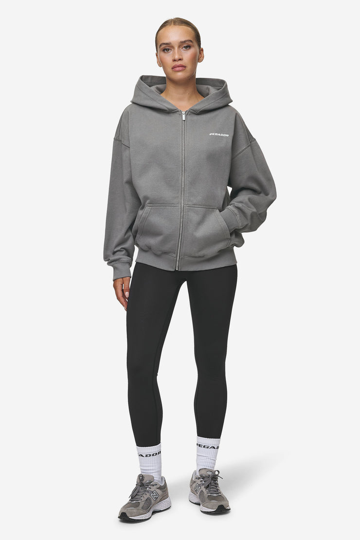 Pegador Ramira Oversized Sweat Jacket Washed Deep Grey White Fabrikverkauf