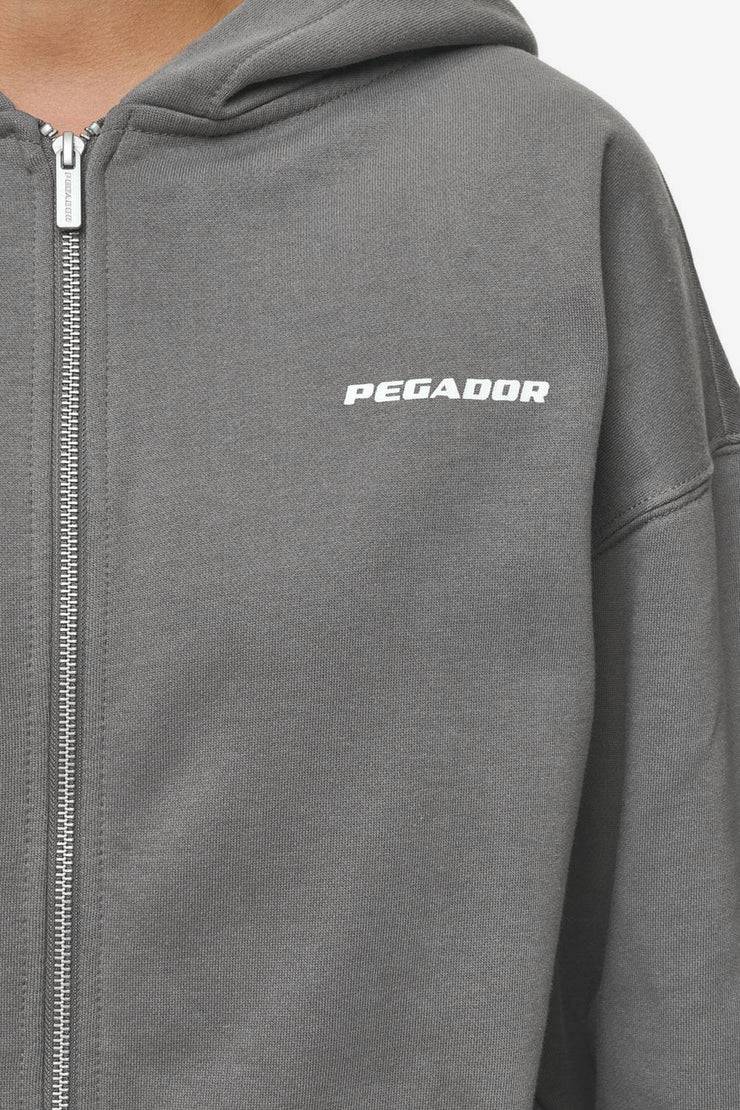 Pegador Ramira Oversized Sweat Jacket Washed Deep Grey White Fabrikverkauf