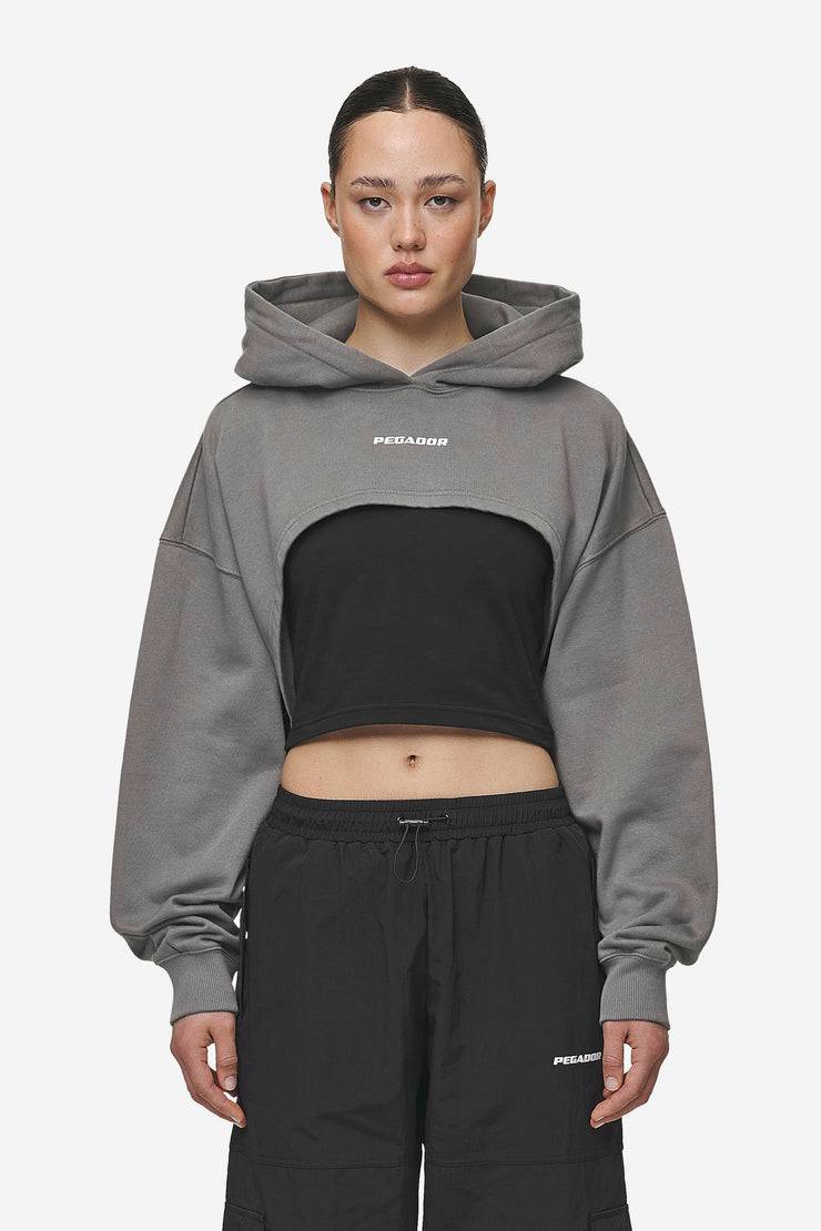 Pegador Mina Super Cropped Hoodie Washed Deep Grey Meist gekauft