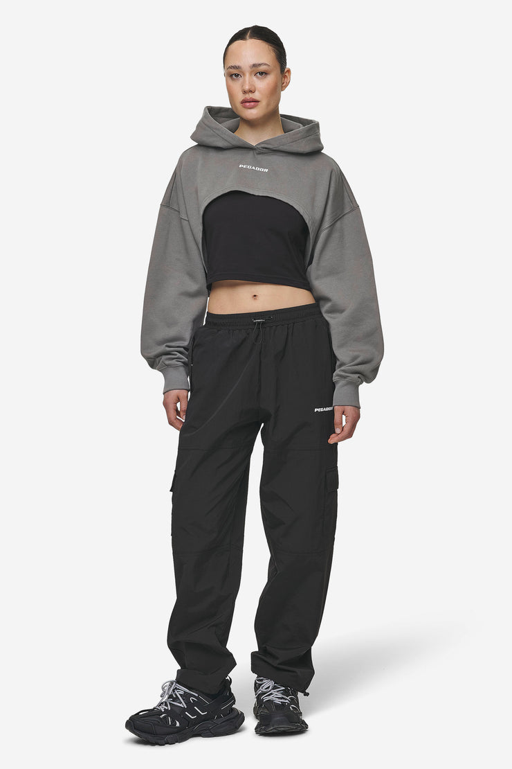 Pegador Mina Super Cropped Hoodie Washed Deep Grey Meist gekauft