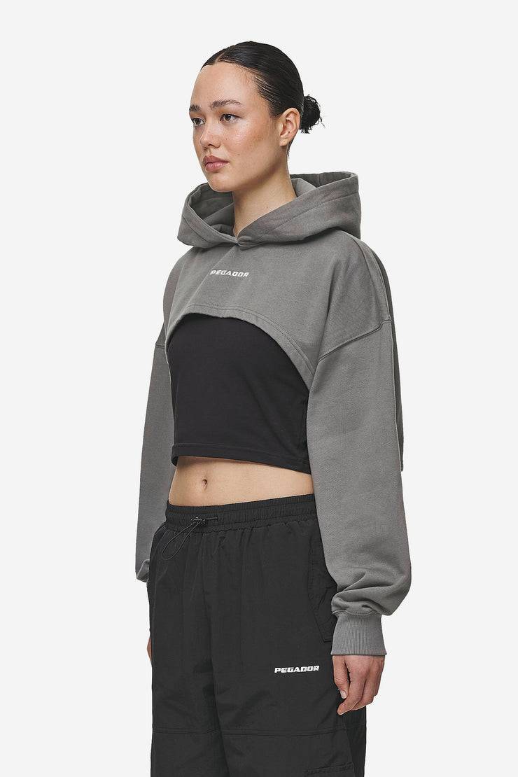 Pegador Mina Super Cropped Hoodie Washed Deep Grey Meist gekauft