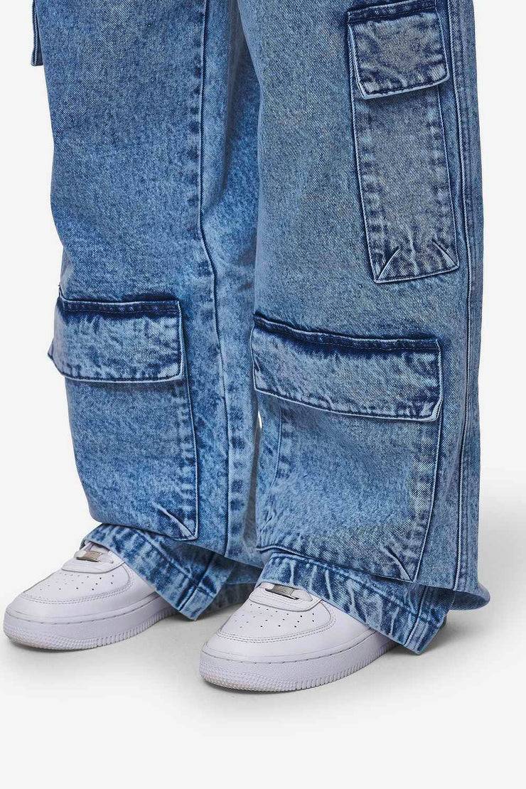 Pegador Leli High Waist Cargo Jeans Washed Denim Blue Zeitlich begrenztes Angebot