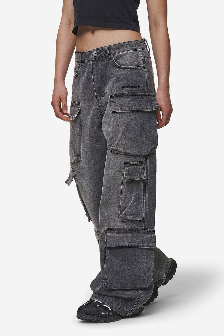 Pegador Leli High Waist Cargo Jeans Washed Deep Grey Exklusive Angebote