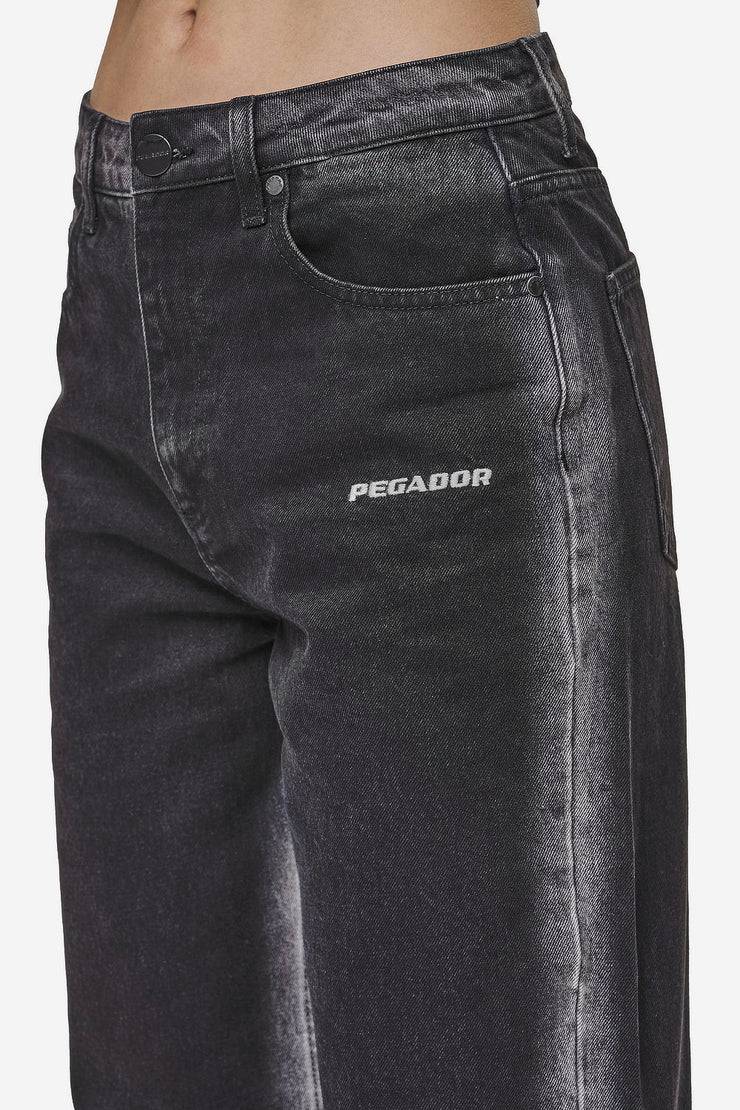 Pegador Gina Sprayed Wide Leg Jeans Washed Black White Blitzangebot