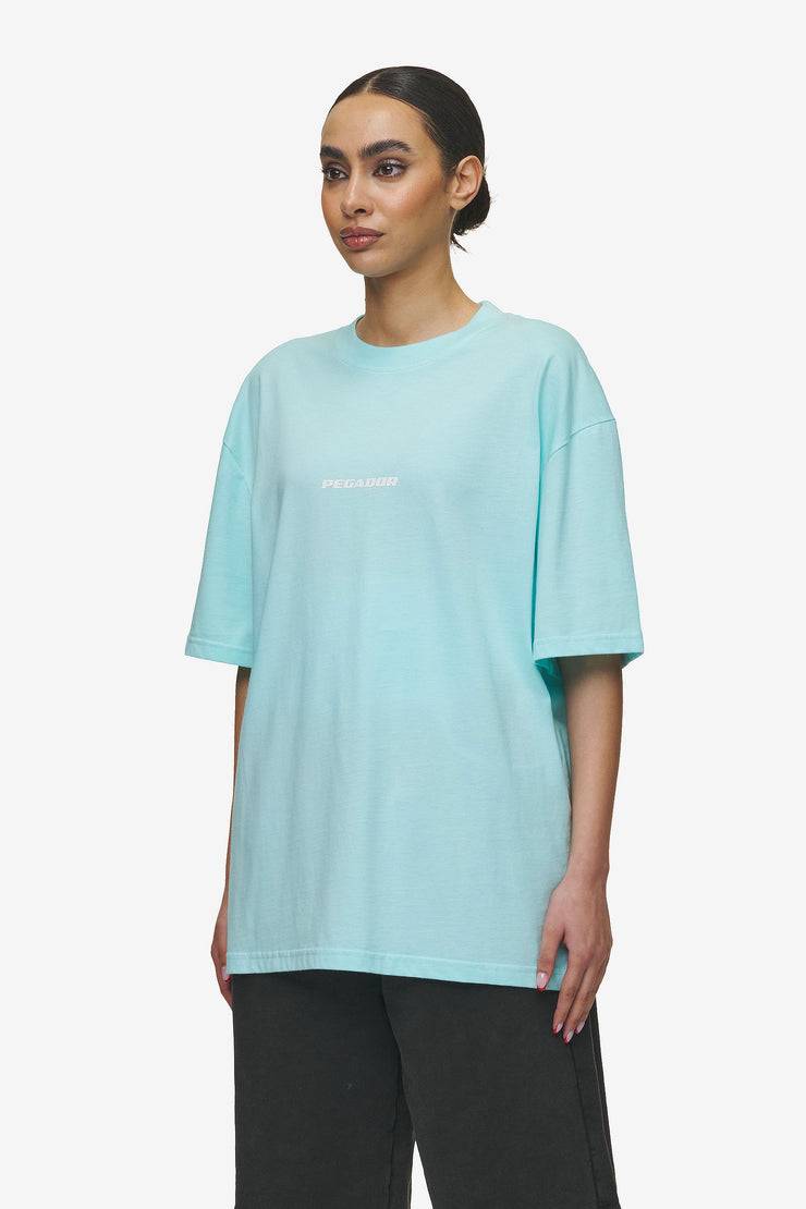 Pegador Colne Logo Oversized Tee Washed Sky Blue White Begrenzte Freigabe
