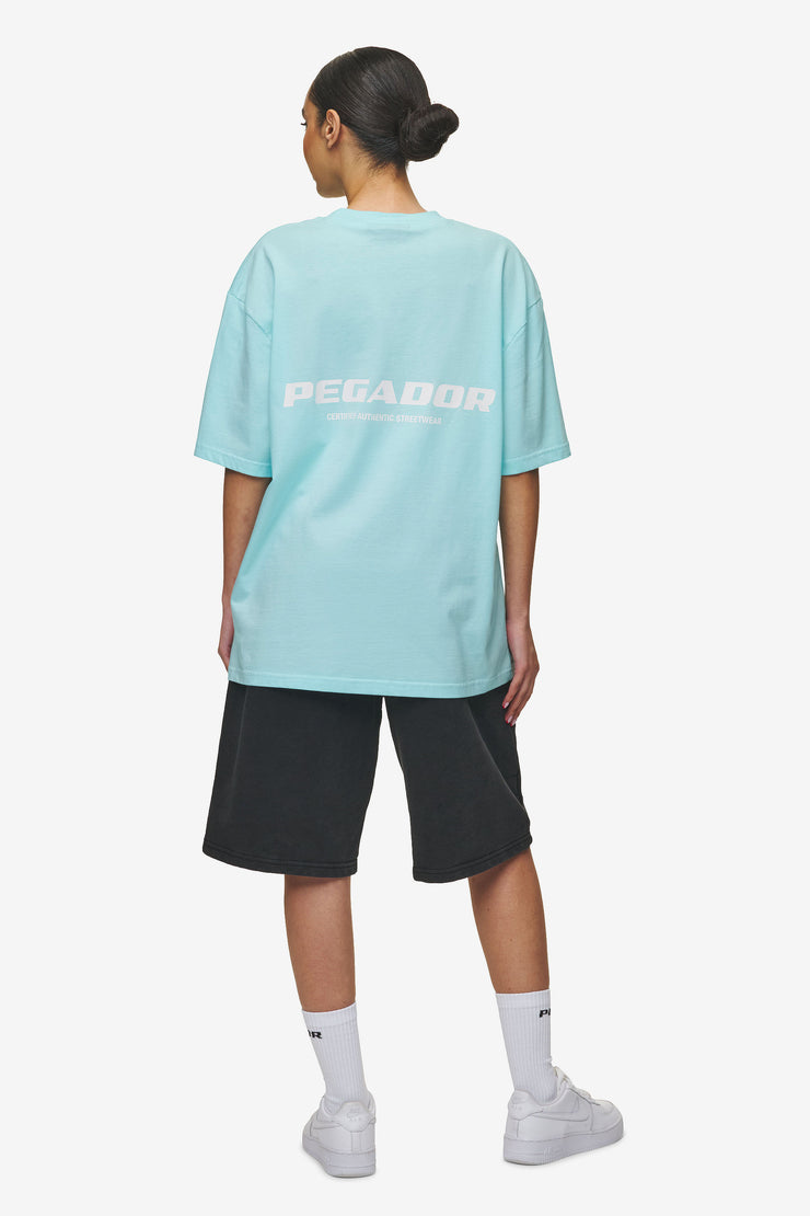 Pegador Colne Logo Oversized Tee Washed Sky Blue White Begrenzte Freigabe