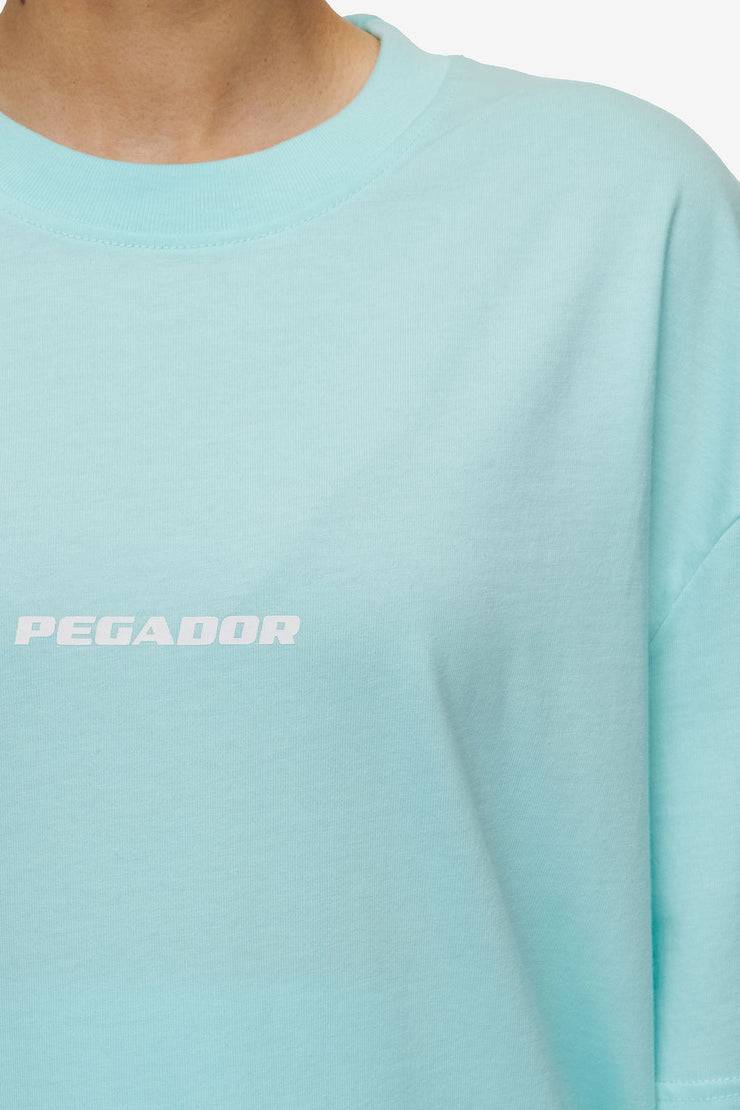 Pegador Colne Logo Oversized Tee Washed Sky Blue White Begrenzte Freigabe