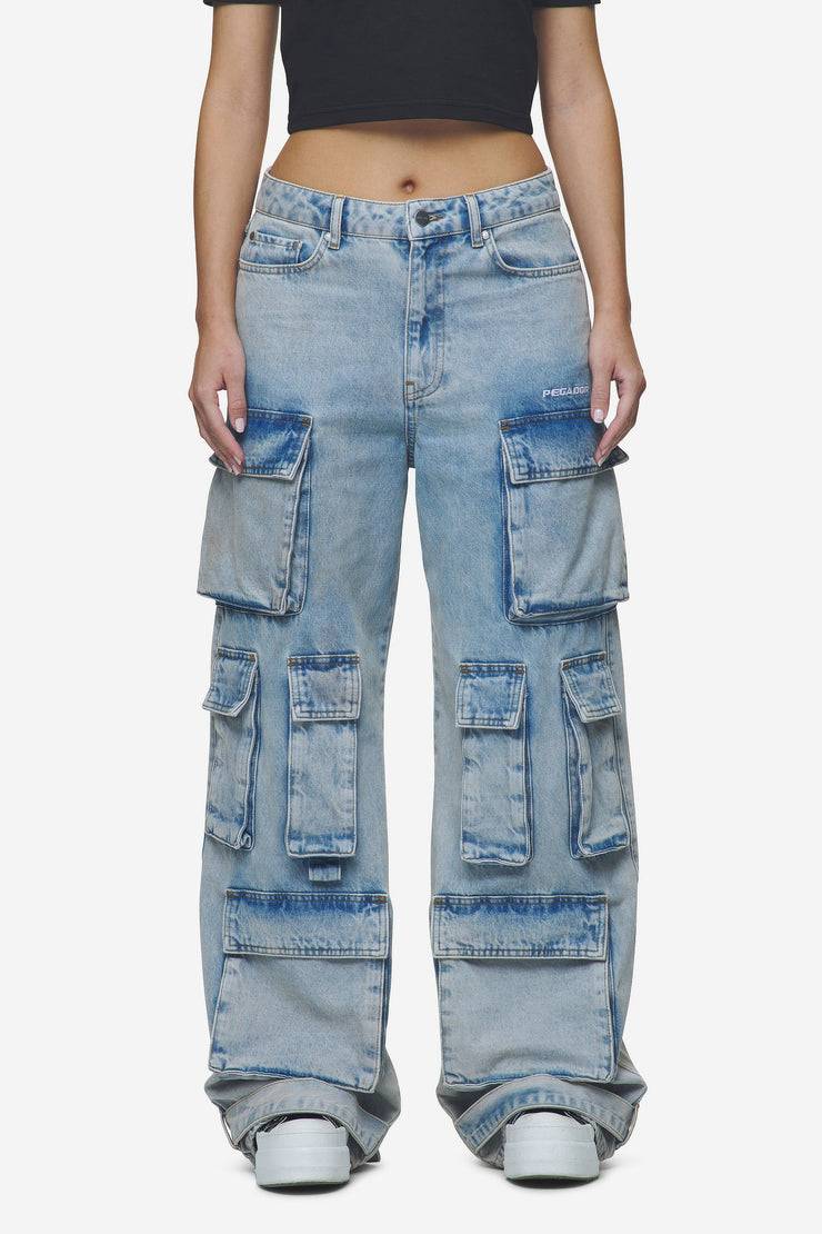 Pegador Celina High Waist Cargo Jeans Washed Pale Blue Bis zu 55% Rabatt