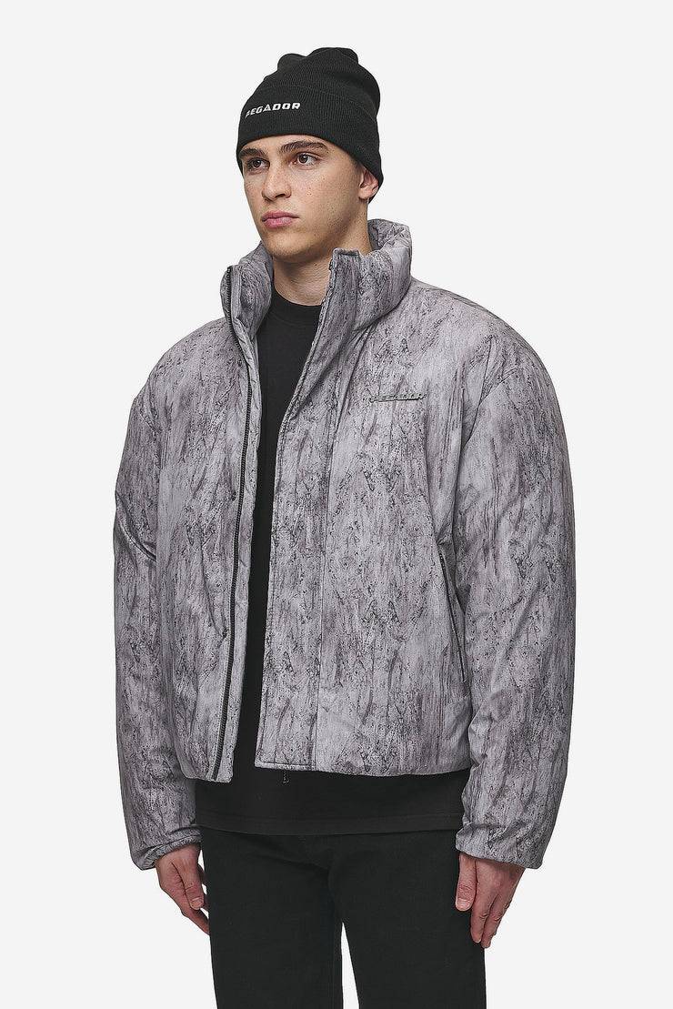Pegador Lavoy Ripstop Crushed Cropped Boxy Puffer Jacket Steel Grey Hotsell