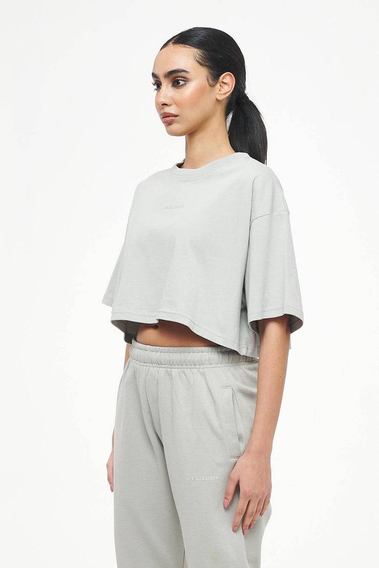 Pegador Layla Oversized Cropped Tee Vintage Washed Quiet Gray Gum Discount Store für neue Produkte