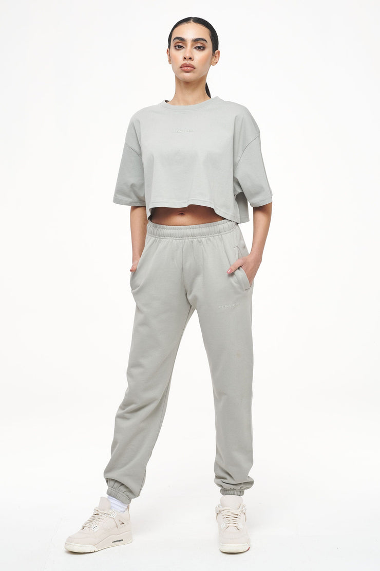 Pegador Grace High Waisted Sweat Pants Vintage Washed Quiet Gray Super Rabatt