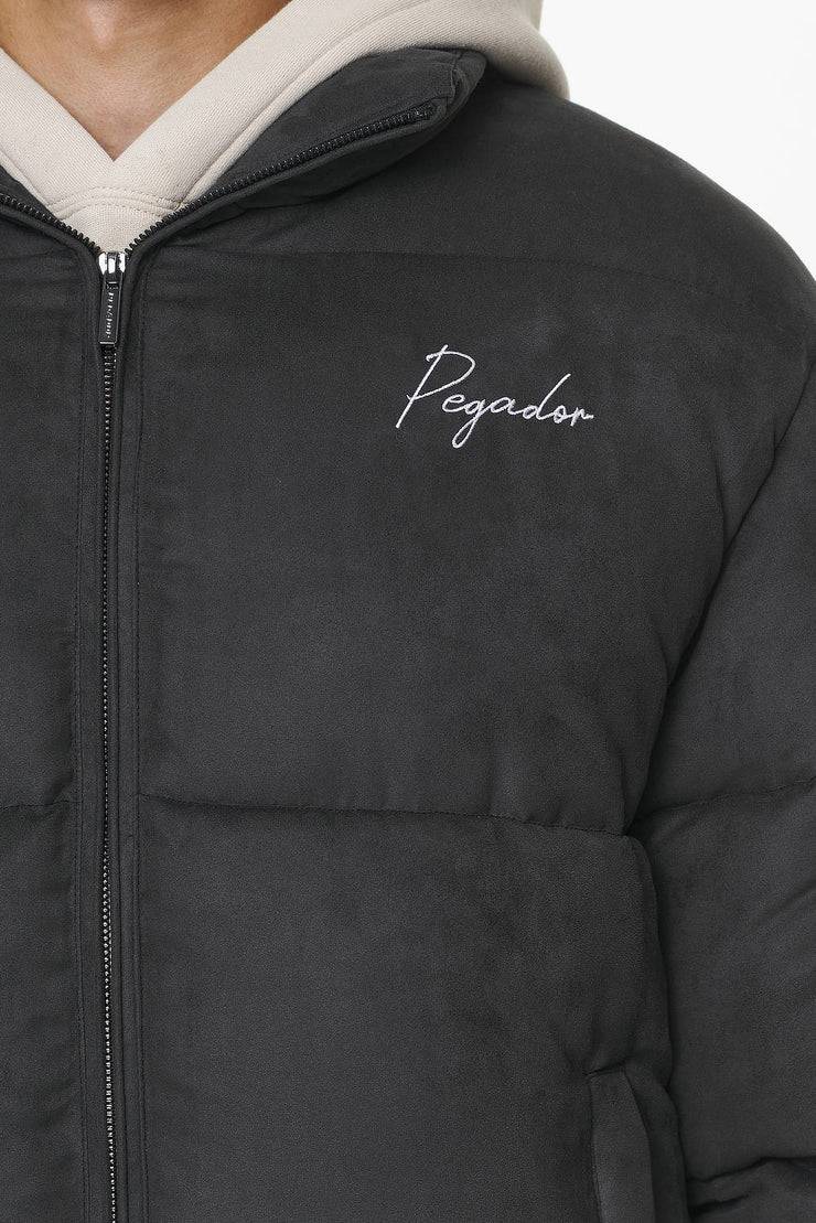 Pegador Neum Suede Puffer Jacket Black Fabrikverkauf