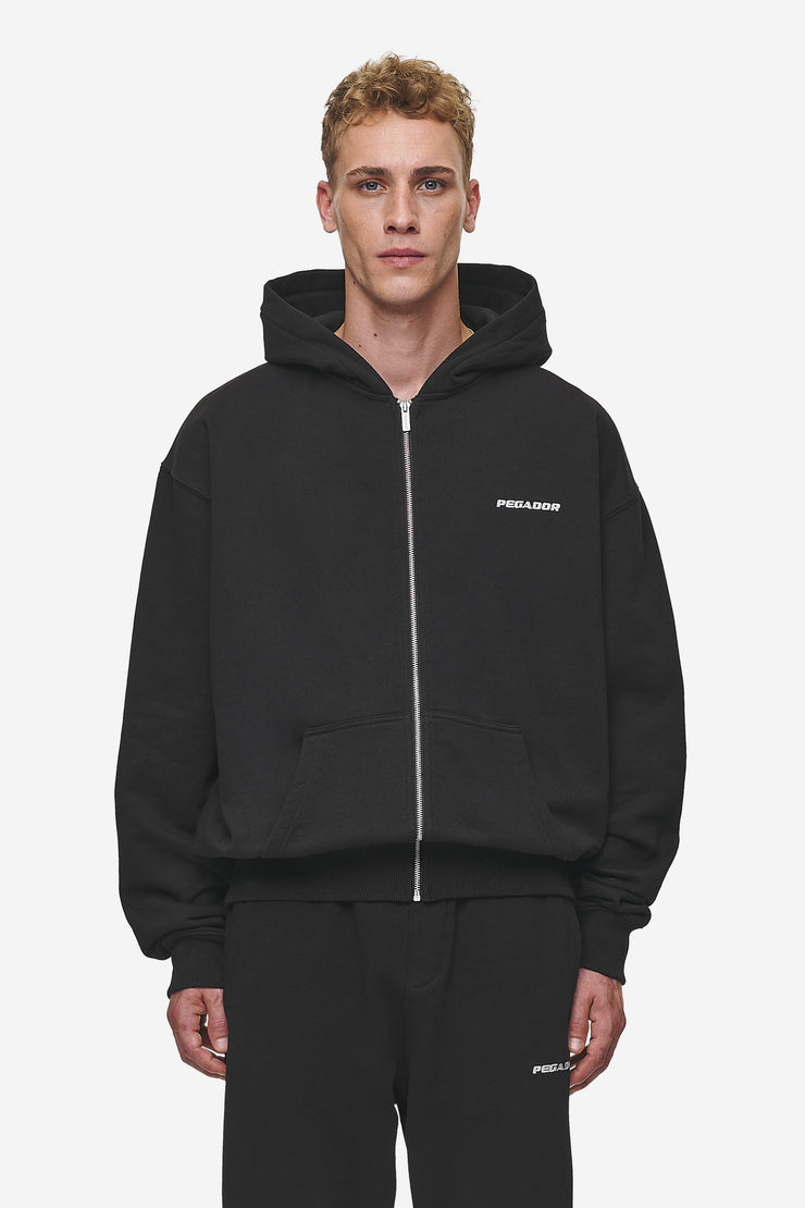 Pegador Logo Oversized Sweat Jacket Washed Black Meist gekauft