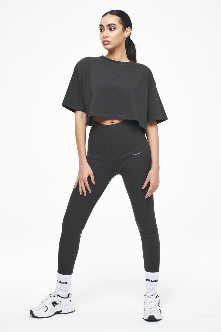 Pegador Layla Oversized Cropped Tee Vintage Washed Iron Grey Gum Online Shopping