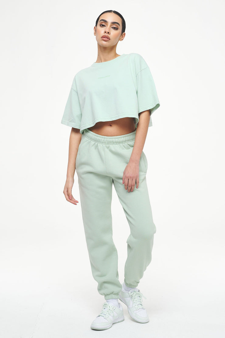 Pegador Layla Oversized Cropped Tee Vintage Washed Milky Green Gum Black Friday