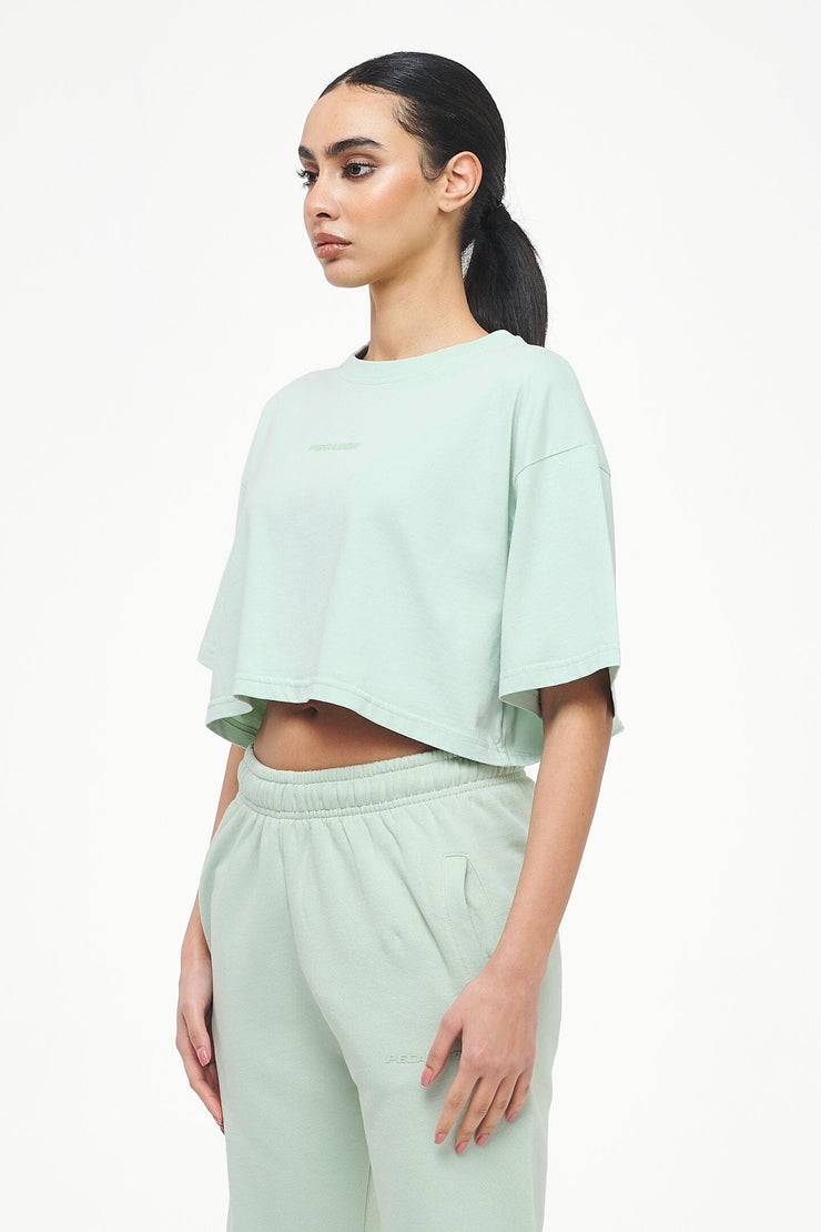 Pegador Layla Oversized Cropped Tee Vintage Washed Milky Green Gum Black Friday