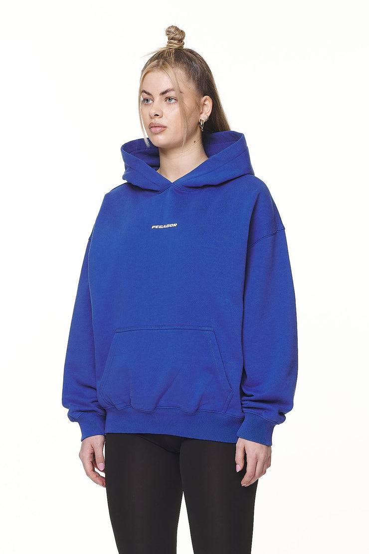 Pegador Clarita Logo Oversized Hoodie Washed True Blue White Gum Blitzangebot