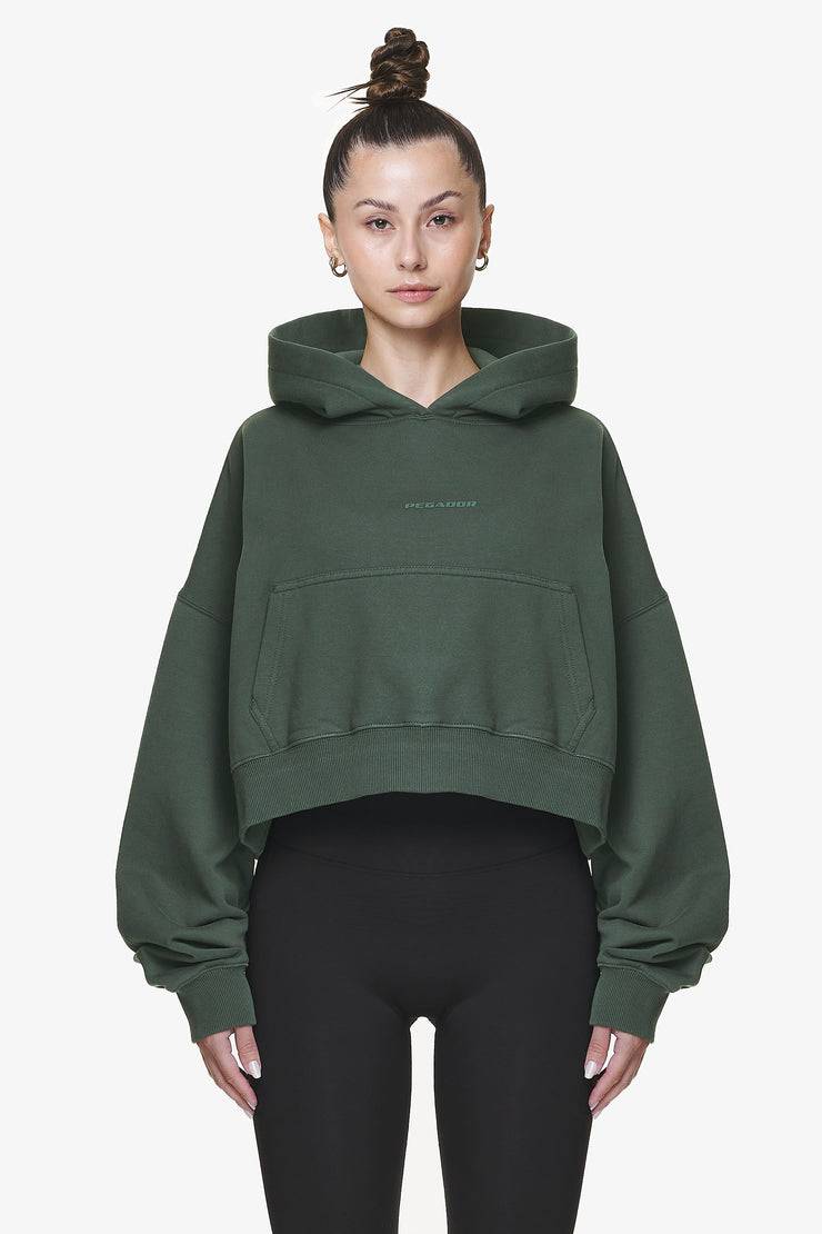 Pegador Salita Oversized Cropped Hoodie Washed Sage Green Gum Letzte 2 Tage