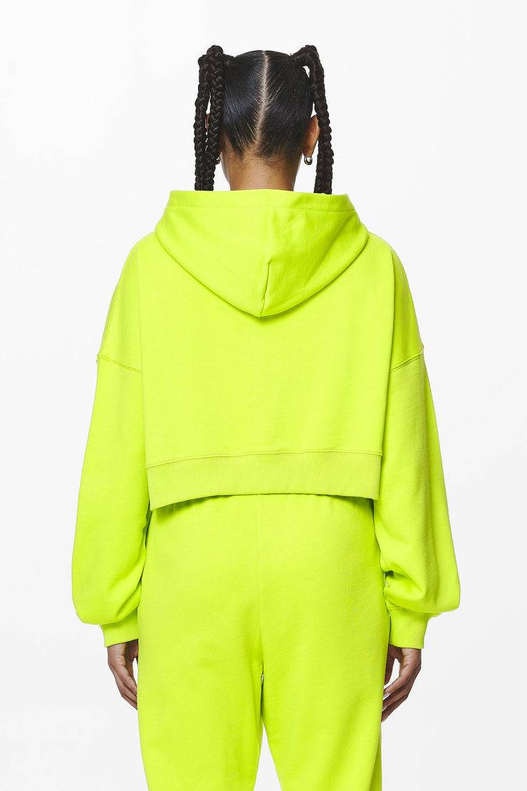 Pegador Marla Cropped Zip Hoodie Washed Lime Yellow Gum Sonderangebot der Fabrik
