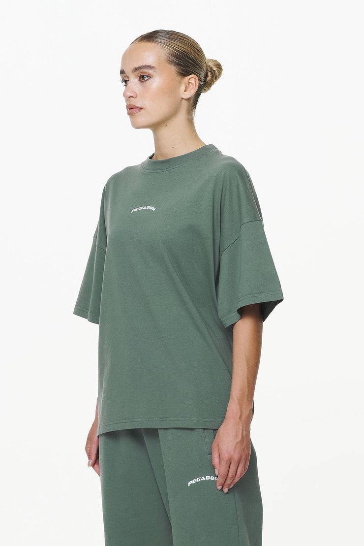 Pegador Thames Heavy Oversized Tee Vintage Washed Garden Green Clearance-Verkauf