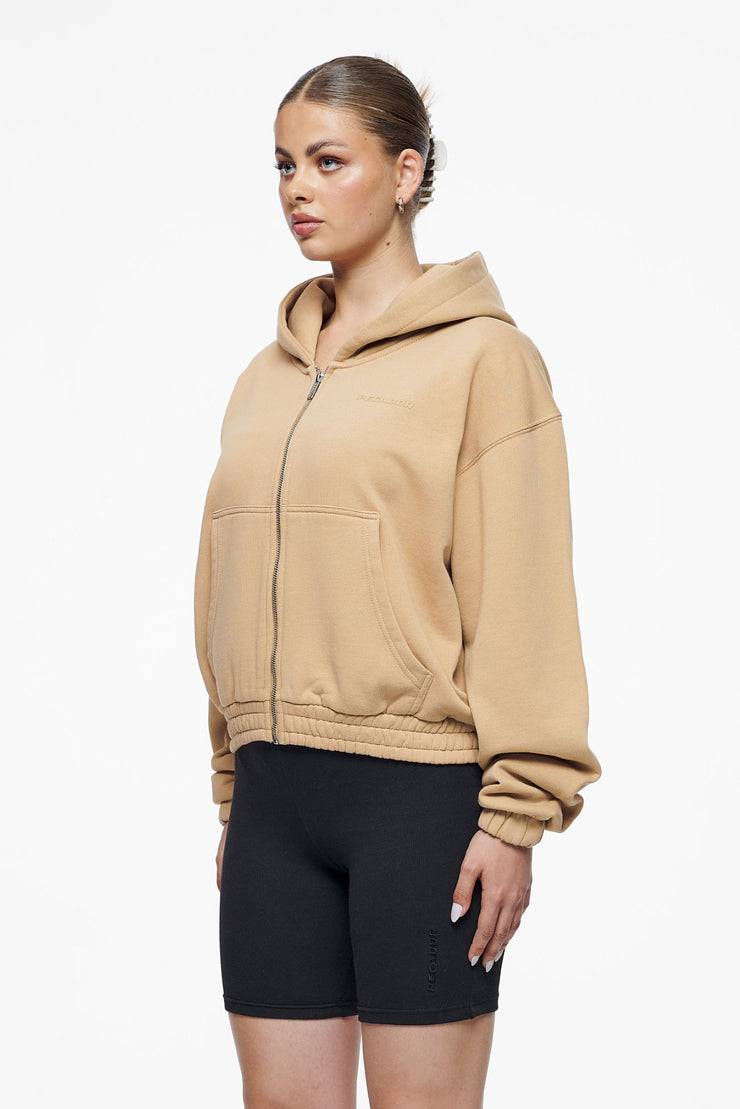 Pegador Valinda Cropped Zip Hoodie Vintage Washed Espresso Gum Limitierter Zeitrabatt