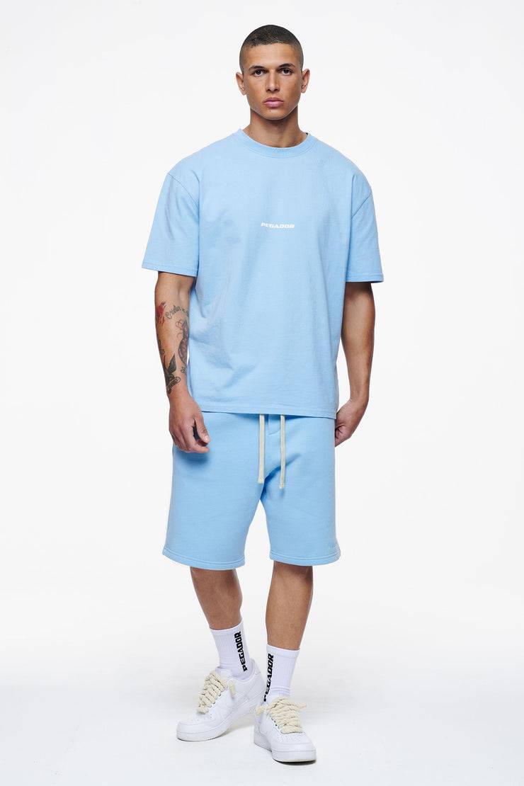 Pegador Logo Heavy Sweat Shorts Vintage Washed Riviera Blue Gum Preisnachlass