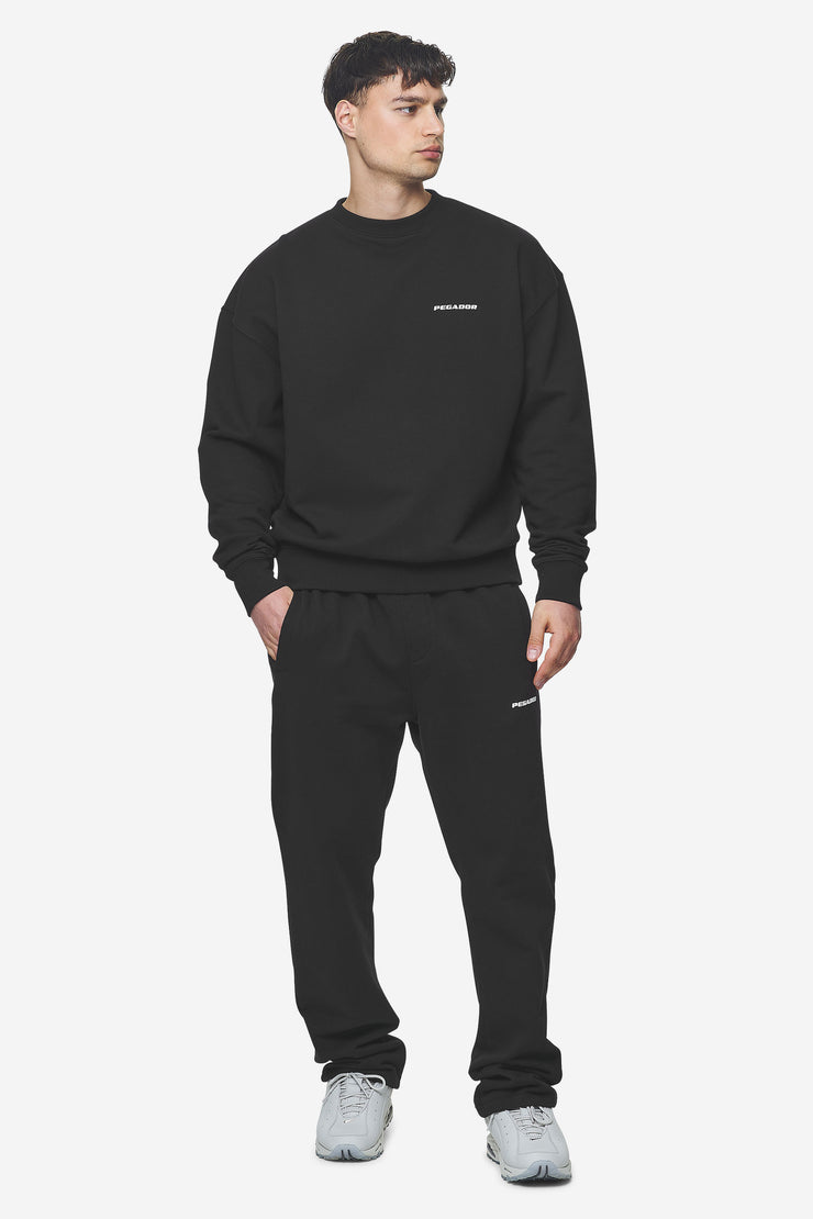 Pegador Logo Wide Sweat Pants Washed Black White Gum Räumungsverkauf